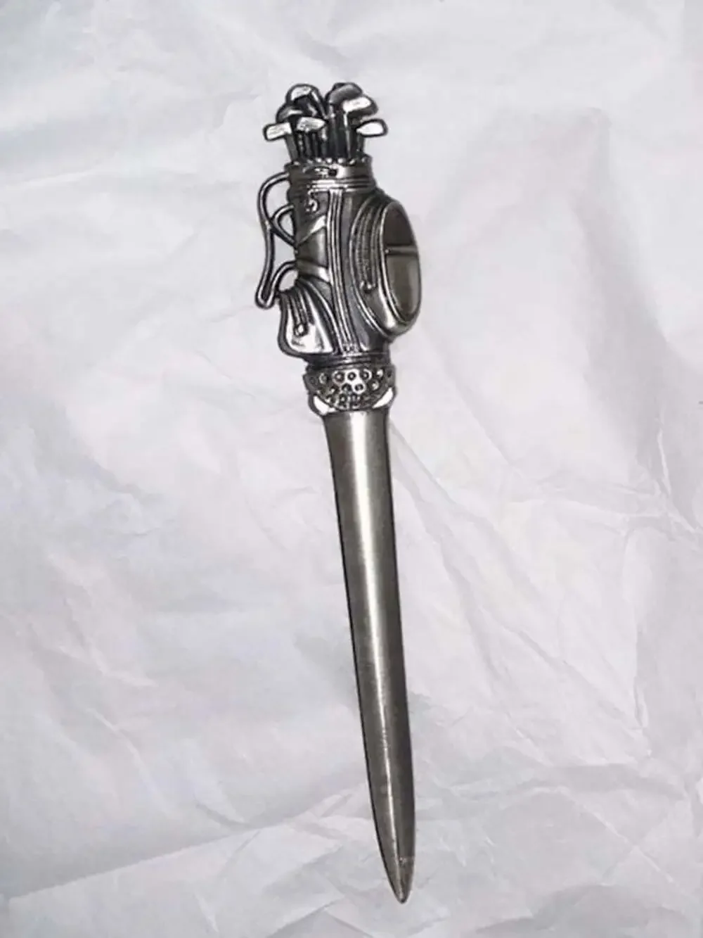 Vintage Pewter Golf Bag with Clubs Letter Opener